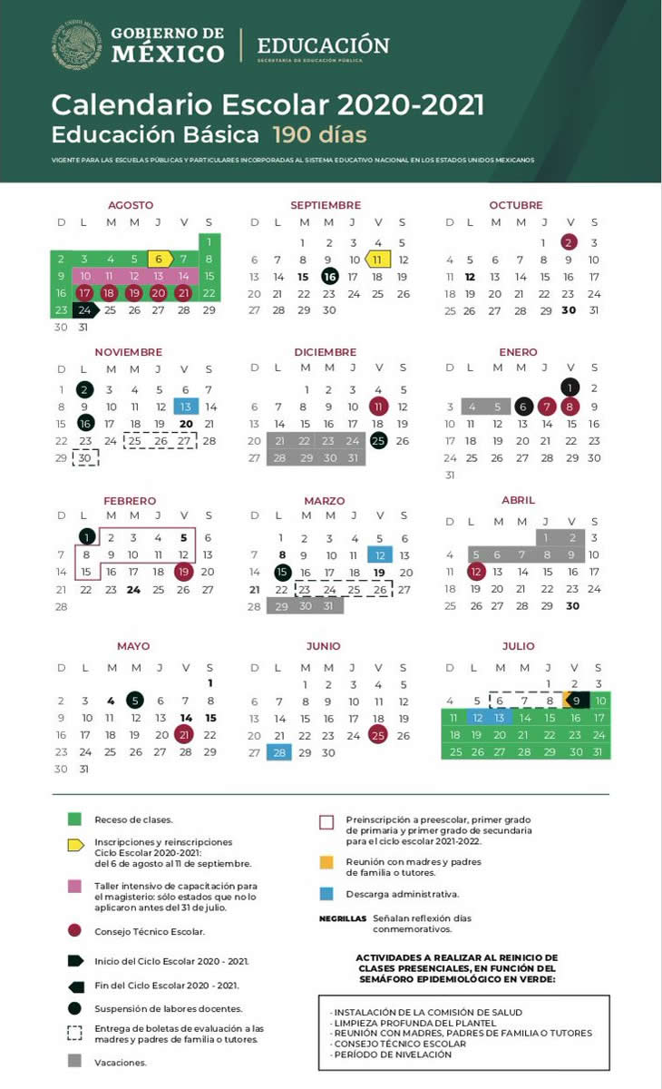 Calendario Escolar S.E.P.
